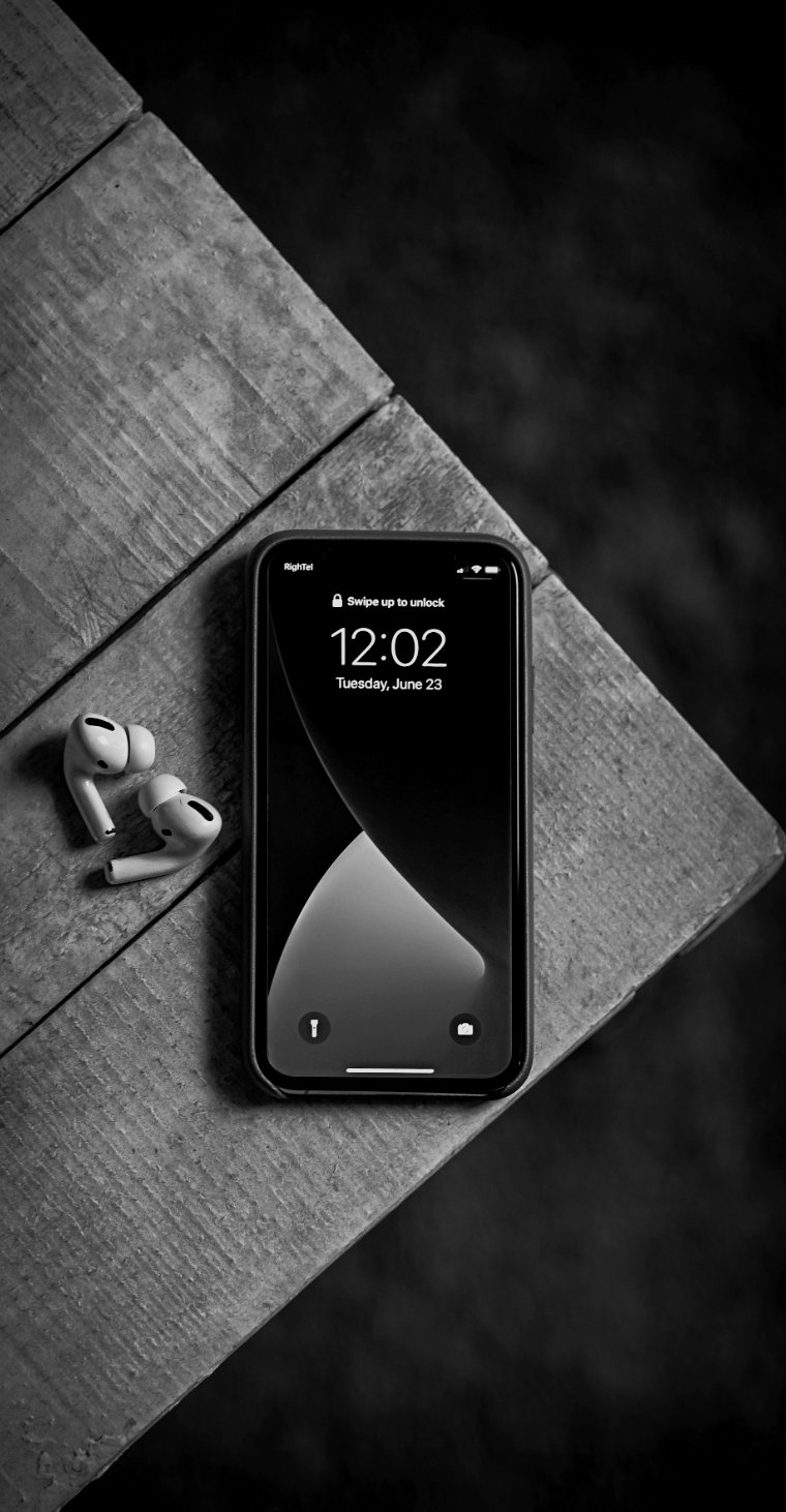 Smartphone on a dark table