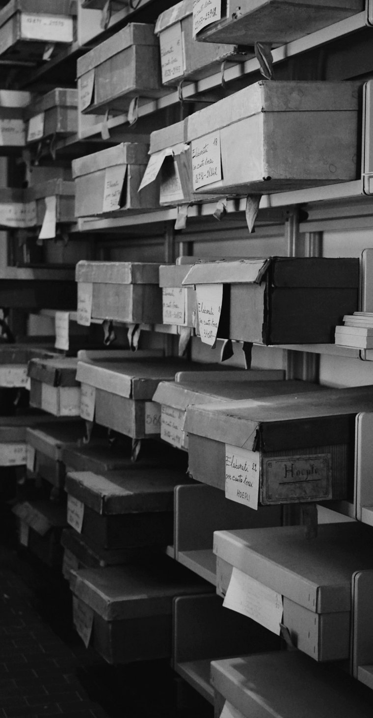 Shelves of archive boxes and files